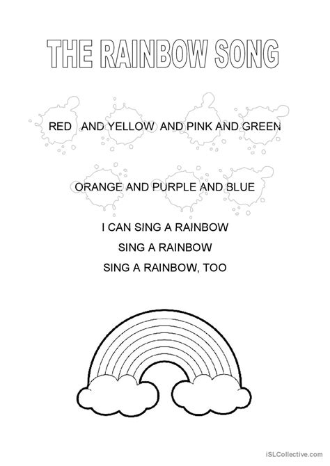 The Rainbow Song Song And Nursery Rh English Esl Worksheets Pdf And Doc