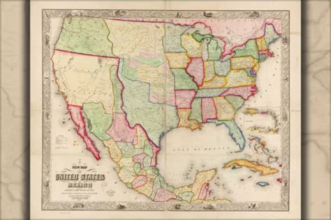 Poster Many Sizes Map Of United States Of America And Mexico 1820 P2