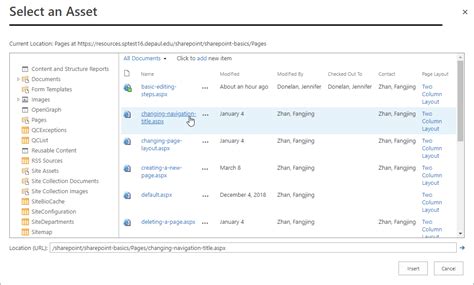 Inserting Links Basics Sharepoint Responsive Depaul University