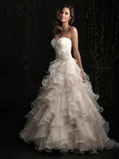 Strapless A Line Sweetheart Floor Length Wedding Dresses With Ruffled