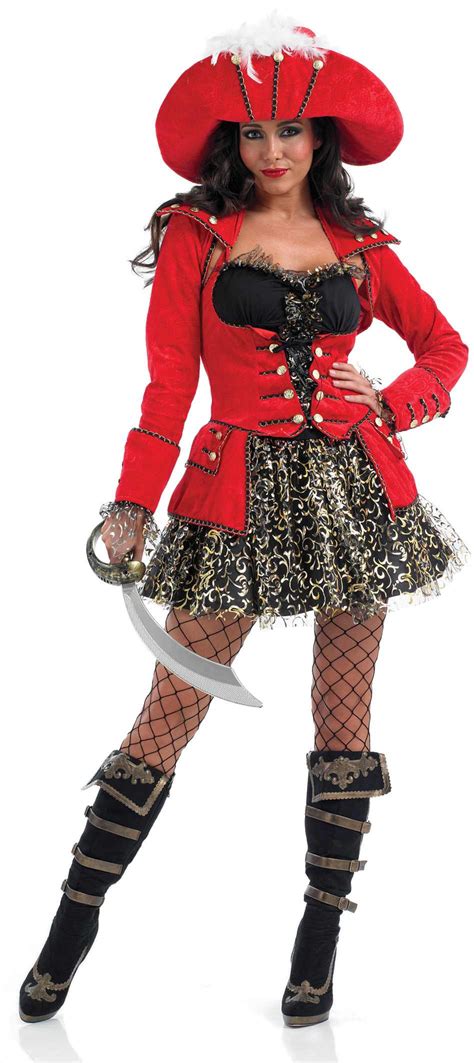 Ladies Glitzy Pirate Costume For Buccaneer Fancy Dress Adults Womens Ebay
