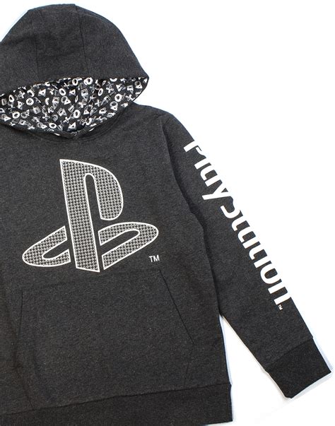 Playstation Hoodie Boys Gamer Hooded Long Sleeve Kids Charcoal