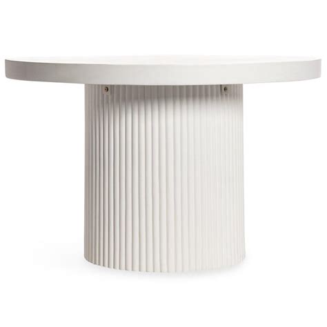 Fiber reinforced natural concrete steel base read more. Round White Concrete Dining Table with Fluted Base For ...