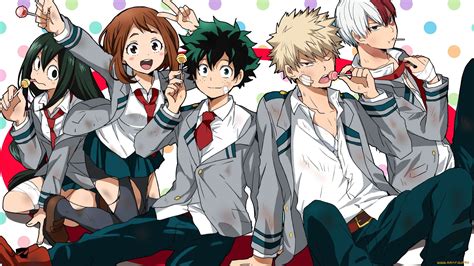 Boku No Hero Academia Izuku Midoriya Uraraka Ochako Tsuyu Asui