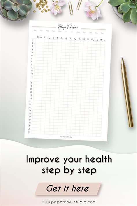 Printable Step Tracker For Your Planner Or Bullet Journals By