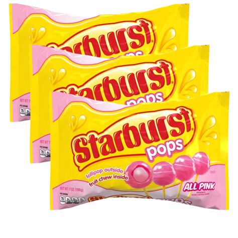 Starburst Pops All Pink Candy Lollipops 7oz Hard Shell Sucker Candy