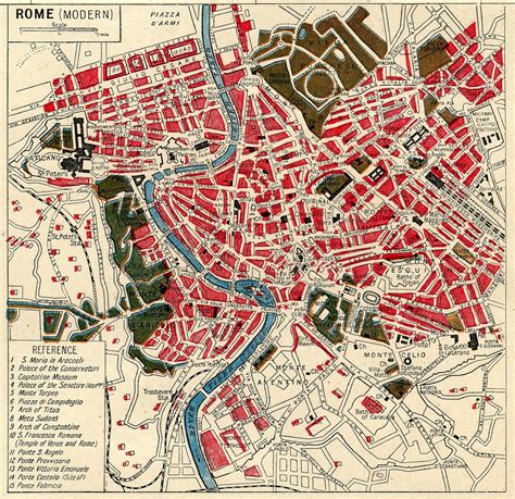 Rzym Mapa Art Mapa Rzymu Sztuka Lazio Włochy