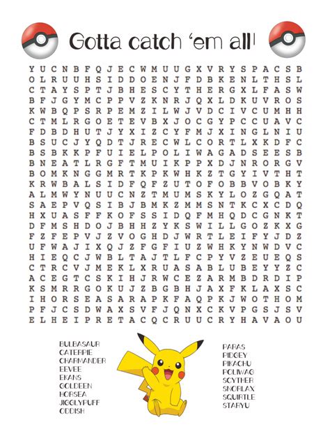 5 Best Images Of Pokemon Word Search Puzzles Printable Printable Word
