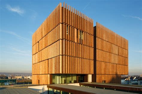 Wood Louvers Wrap Mantois Technology Center By Badia