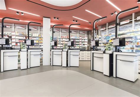 Modern pharmacy interior layout design custom display furniture