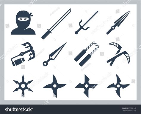 Ninja And Ninja Weapons Vector Icon Set 291631142 Shutterstock