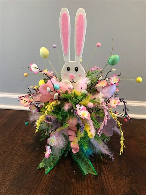 Easter Tree Topper Or Centerpiece With Big Ear Foam Rabbit Etsy