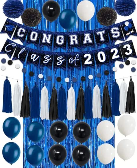 Graduation Party Decorations 2023 Blue And White Congrats Class Of 2023