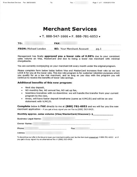 You can actually negotiate a credit card debt agreement yourself, but it takes a little time and ambition. Unethical marketing fax scam - The Merchant Account Blog