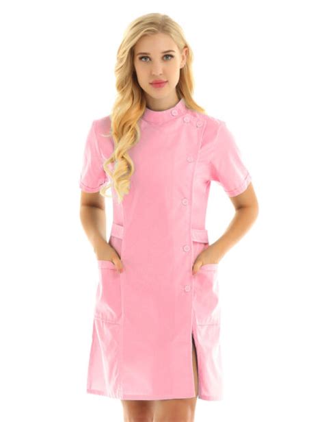 Women S Adult Nurse Costume Doctor Scrubs Medical Lab Coat Uniform Fancy Dress Ebay