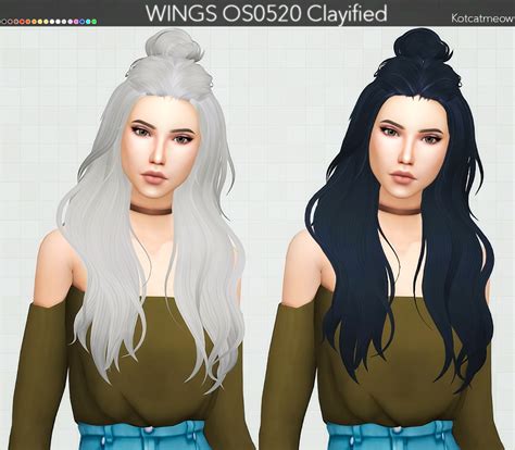 Kot Cat Wings Os0520 Hair Clayified ~ Sims 4 Hairs