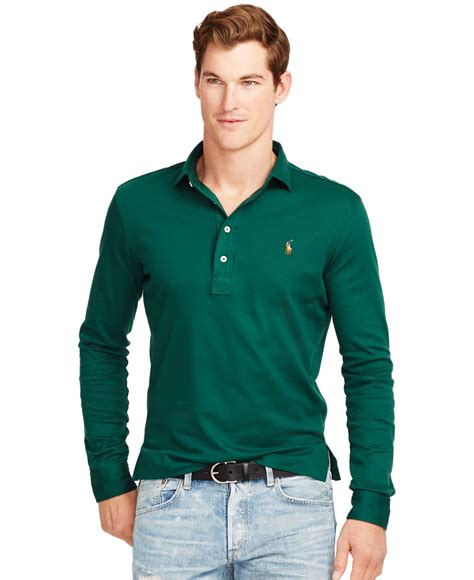 Polo Ralph Lauren Long Sleeved Pima Soft Touch Shirt In Green For Men