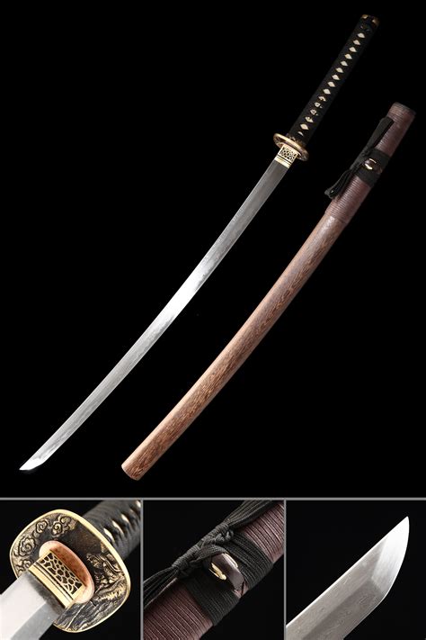 Handmade Japanese Katana Sword Damascus Steel Full Tang With Brown