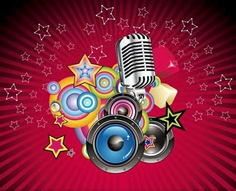 Vector Music Background With Speaker And Microphone Vectors Graphic Art
