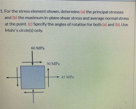 Solved 1 For The Stress Element Shown Determine A The