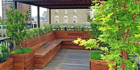 Roof terrace design options for a central london penthouse space that includes planting design, outdoor lounge, and dining, informal seating and lawn area. 40 Lush Yet Well Trimmed Terrace Garden Ideas for a ...