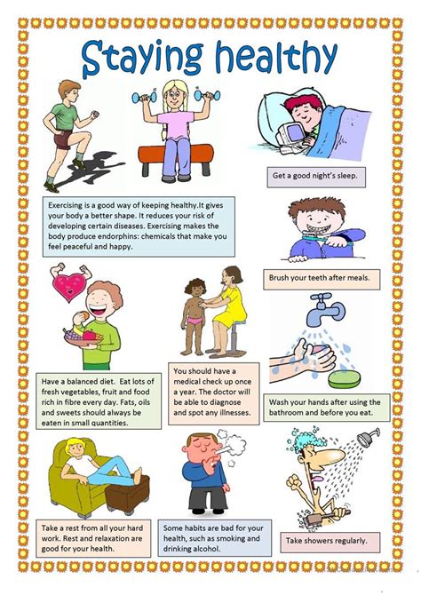Staying Healthy English Esl Worksheets For Distance Learning And