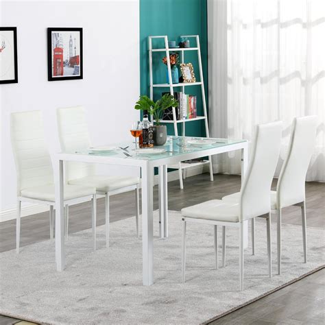 White furniture can look amazing in a living room. Zimtown Dining Table with Chairs Dining Set for 4 Kitchen ...