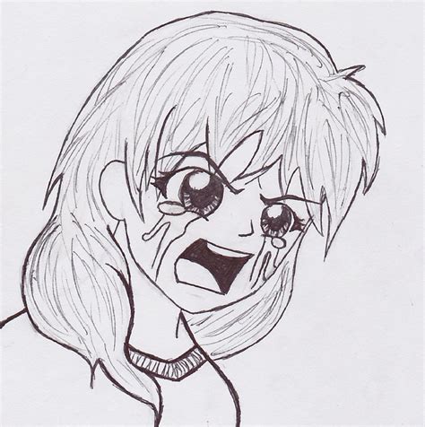 Anime Girl Crying Coloring Page