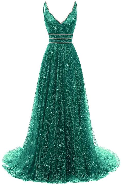 Rjoam Prom Dresses Long Beaded Deep V Neckandback Sparkling