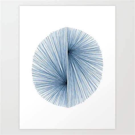 Indigo Blue Mid Century Modern Geometric Abstract Art