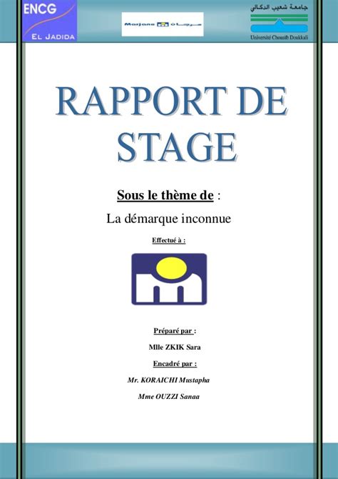 Exemple De Page De Garde De Rapport De Stage De 3eme Le Meilleur