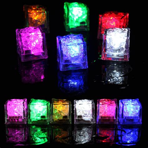 12 X Led Ice Cubes Multi Colour Fun Party Food