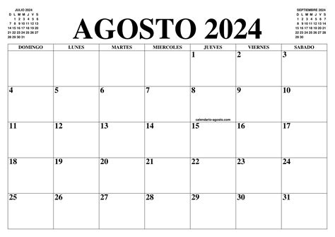 Calendario Agosto El Calendario Agosto Para Imprimir Gratis