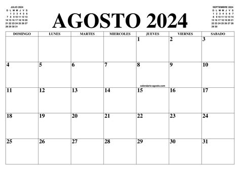 Calendario Agosto 2024 El Calendario Agosto 2024 Para Imprimir Gratis