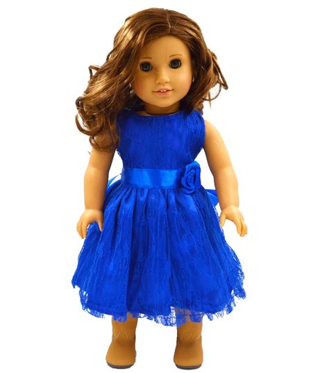 Wholesale Doll Clothes Fits 18 American Girl Handmade Blue Party Dress 18 Inch Doll Clothes