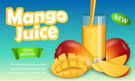 Realistic Mango Juice Advertisement Vector Free Download