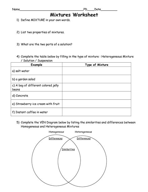 11 Best Images Of 5th Grade Science Mixtures And Solutions Worksheets