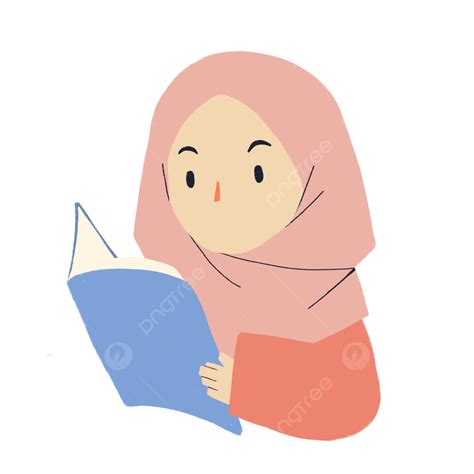 Reading Books Clipart Transparent Png Hd Girl In Pink Hijab Reading A