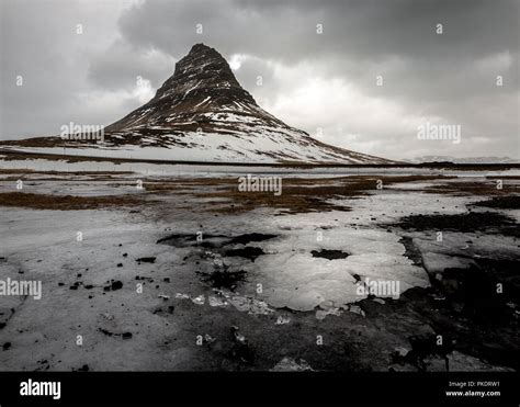 Kirkjufell In Winter Iceland Stock Photo Alamy