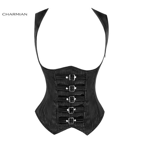 Charmian Women S Steampunk Gothic Vintage Corset Sexy Black Striped Underbust Corsets And