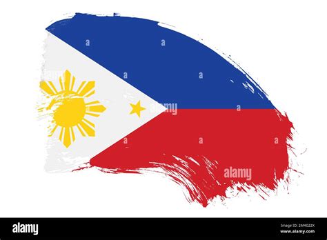 Philippines Flag On White Background With Abstract Paint Brush Texture