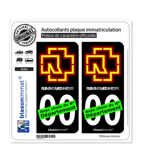 Rammstein Orange Autocollant Plaque Immatriculation