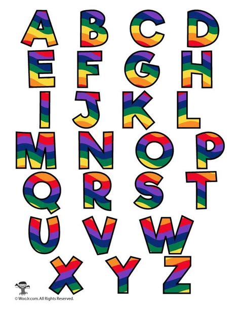 Free alphabet letter coloring templates. Rainbow Alphabet Printable Letters | Woo! Jr. Kids Activities | Alphabet letters to print ...