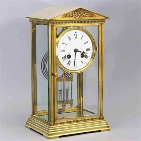 Antique French Four Glass Brass Mantle Clock By Couaillet Freres C1895 Antiquescouk