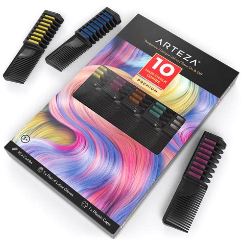 The best thing about temporary hair color is that it contains less hard chemicals than permanent hair dye, and won't stain your hair long term. Hair Chalk Combs - Set of 10 | Hair chalk, Craft kits for kids, Hair