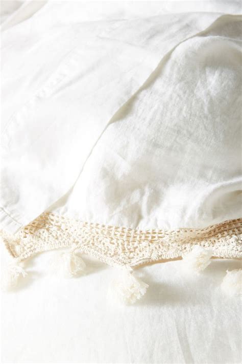 Cotton White Duvet Cover With Macrame Tassel Bohemian Queen Etsy