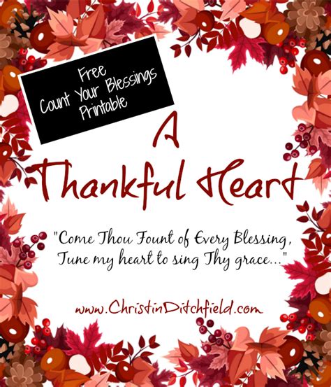 A Thankful Heart Free Printables Christin Ditchfield