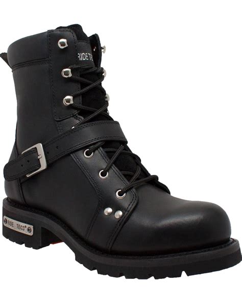 Ad Tec Mens 8 Lace Zipper Biker Boots Soft Toe Boot Barn