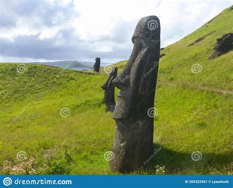 Statues Of Gods Of Easter Island Stock Image Image Of Moai Park