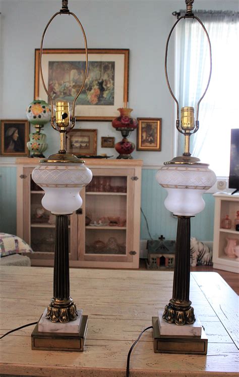 West Germany Bristol Glass Table Lamps Vintage 1940s Lamp Bavarian